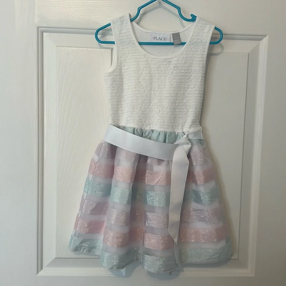 🆕🎀 Children’s Place Beautiful Girls Dress NWT Blue White Pink Gorgeous